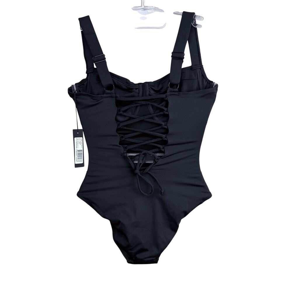 TA3 Lifty Black One-Piece Corset Lace-Up Underwire XS H/I Cup - Picture 4 of 5